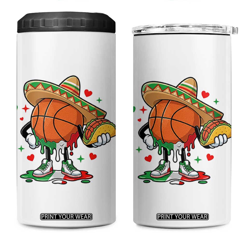 Funny Cinco De Mayo Basketball 4 in 1 Can Cooler Tumbler Mexican Fiesta Party TS12 One Size: 16 oz White Print Your Wear