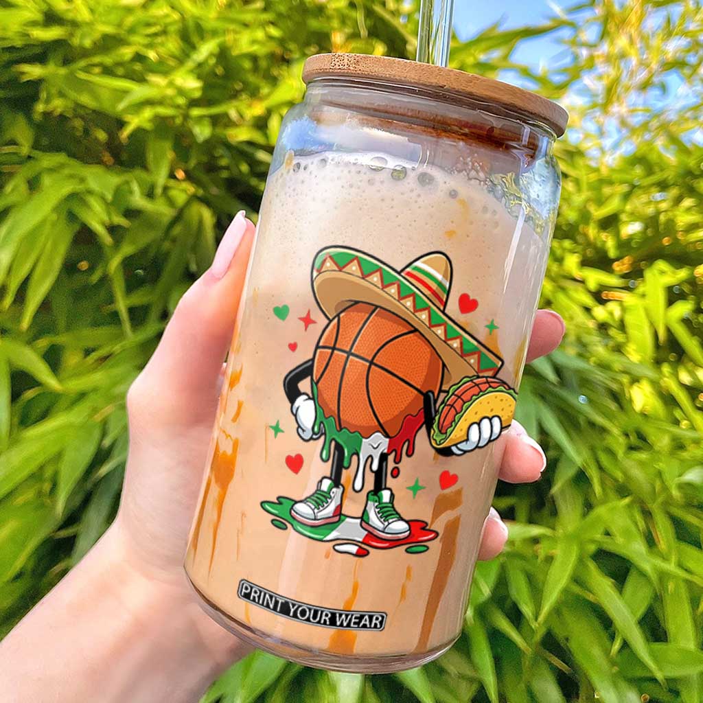 Funny Cinco De Mayo Basketball Glass Can Mexican Fiesta Party TS12 White Print Your Wear