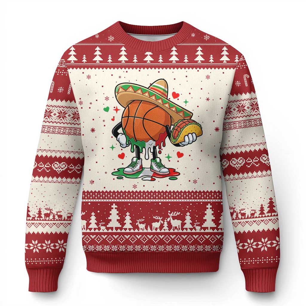 Funny Cinco De Mayo Basketball Ugly Christmas Sweater Mexican Fiesta Party TS12 Beige Red Print Your Wear