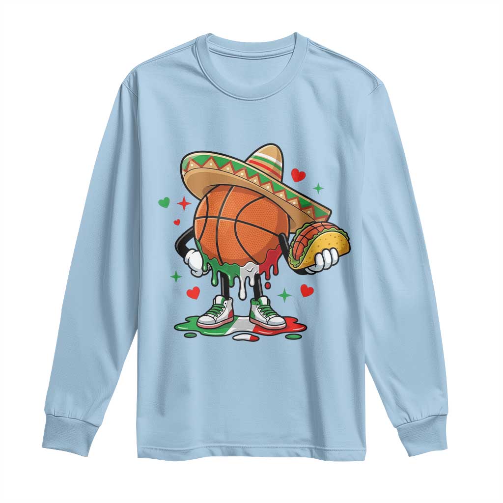 Funny Cinco De Mayo Basketball Long Sleeve Shirt Mexican Fiesta Party TS12 Light Blue Print Your Wear