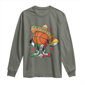 Funny Cinco De Mayo Basketball Long Sleeve Shirt Mexican Fiesta Party TS12 Military Green Print Your Wear