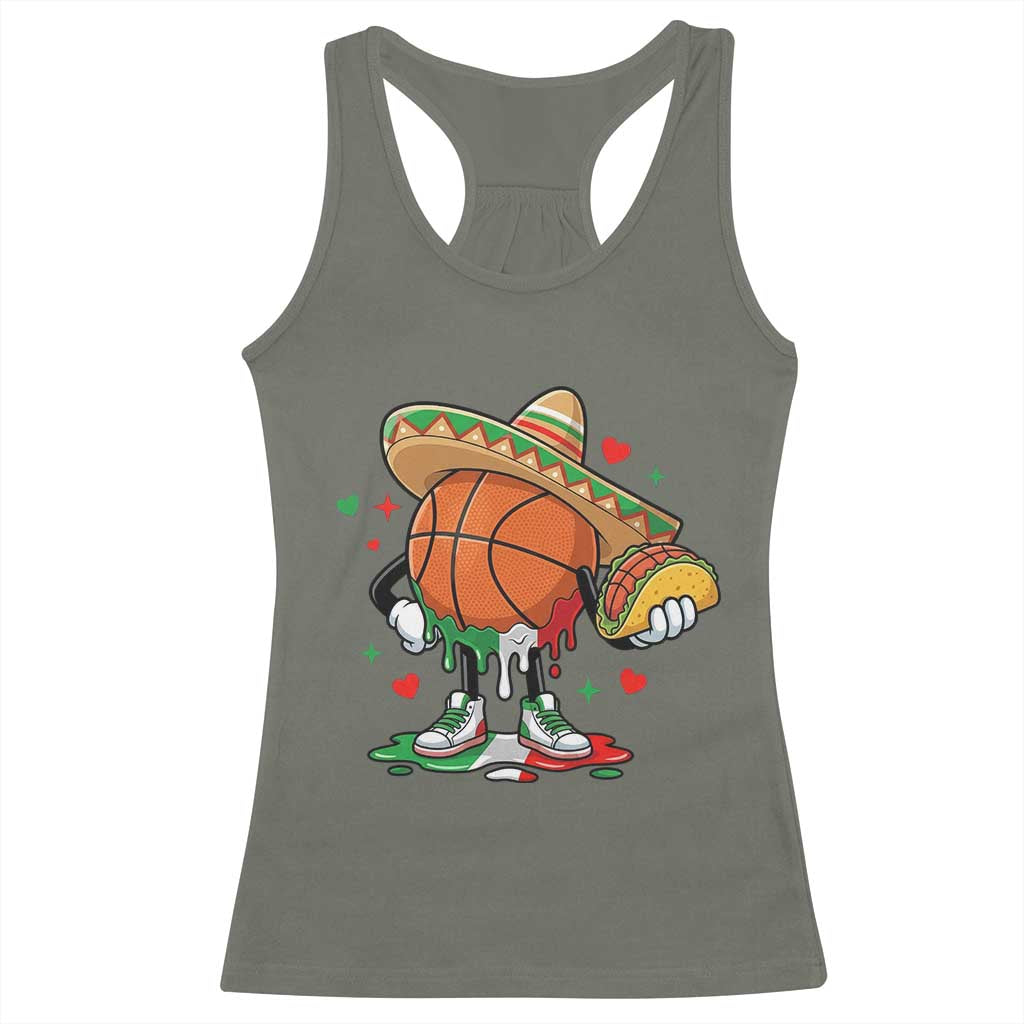 Funny Cinco De Mayo Basketball Racerback Tank Top Mexican Fiesta Party TS12 Military Green Print Your Wear