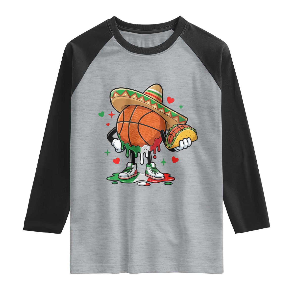 Funny Cinco De Mayo Basketball Raglan Shirt Mexican Fiesta Party TS12 Heather Gray Black Print Your Wear
