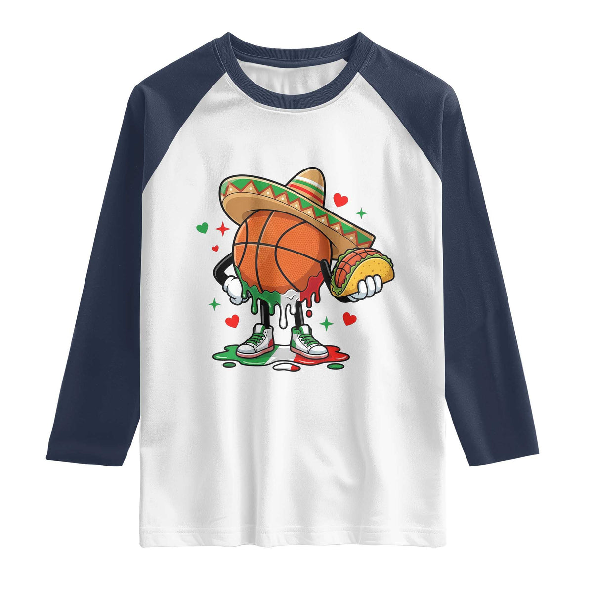Funny Cinco De Mayo Basketball Raglan Shirt Mexican Fiesta Party TS12 White Navy Print Your Wear
