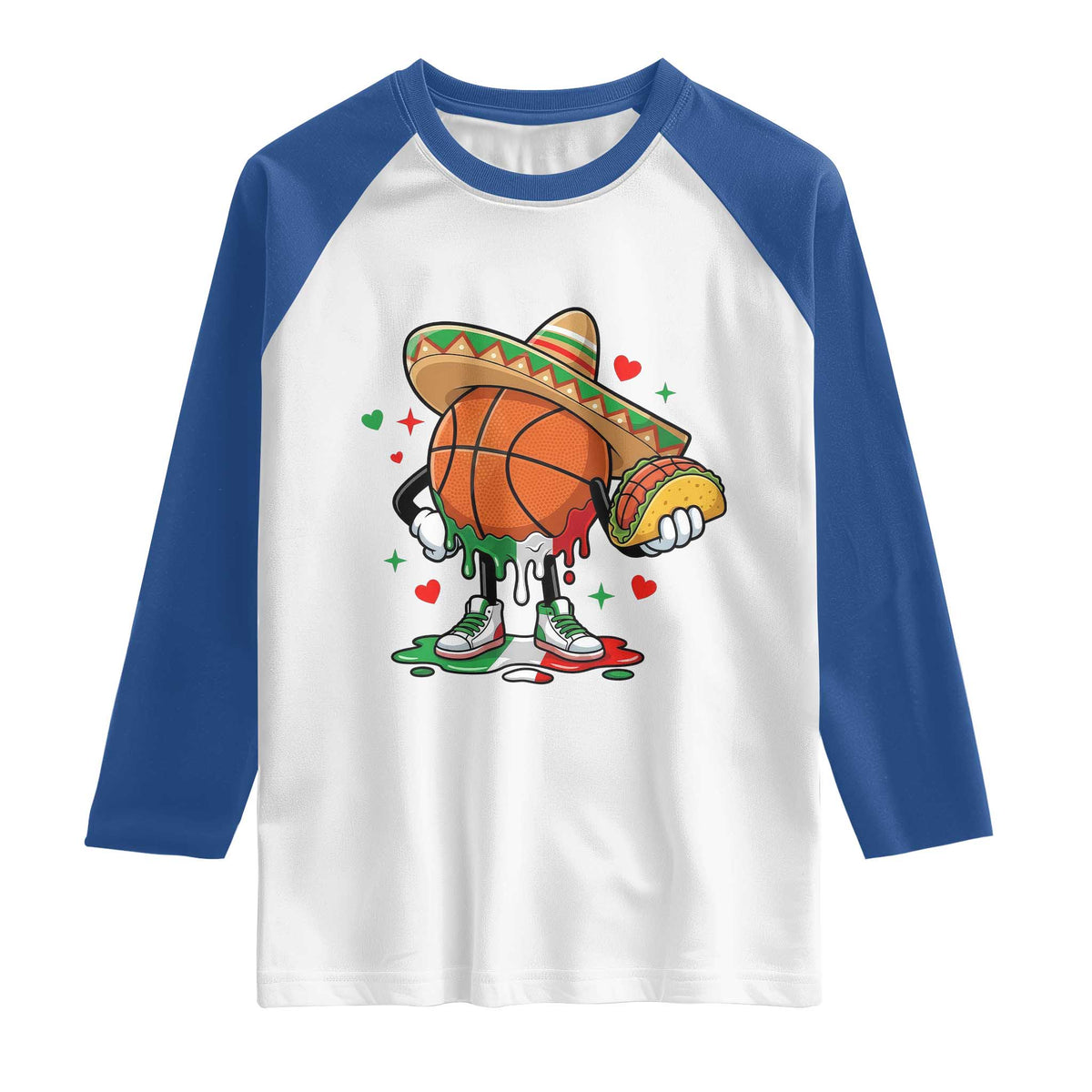 Funny Cinco De Mayo Basketball Raglan Shirt Mexican Fiesta Party TS12 White Royal Print Your Wear