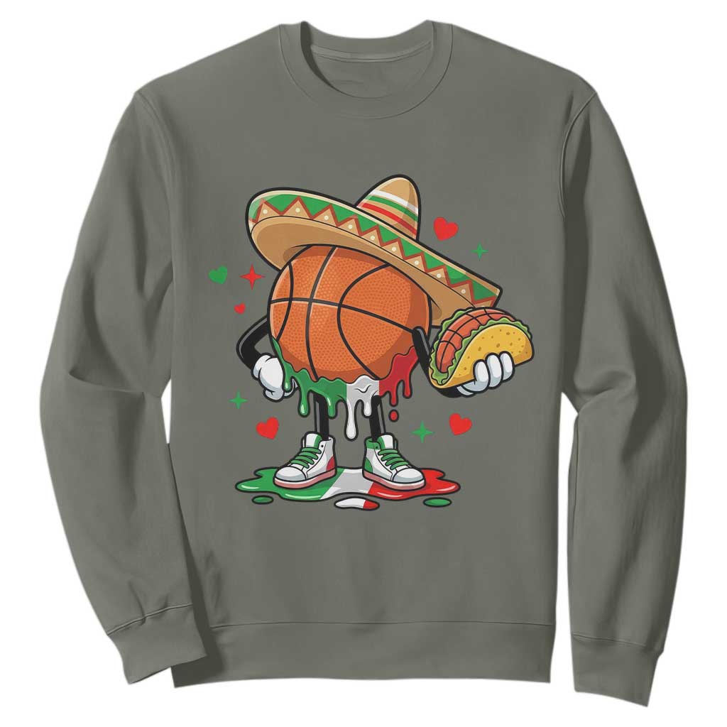 Funny Cinco De Mayo Basketball Sweatshirt Mexican Fiesta Party TS12 Military Green Print Your Wear