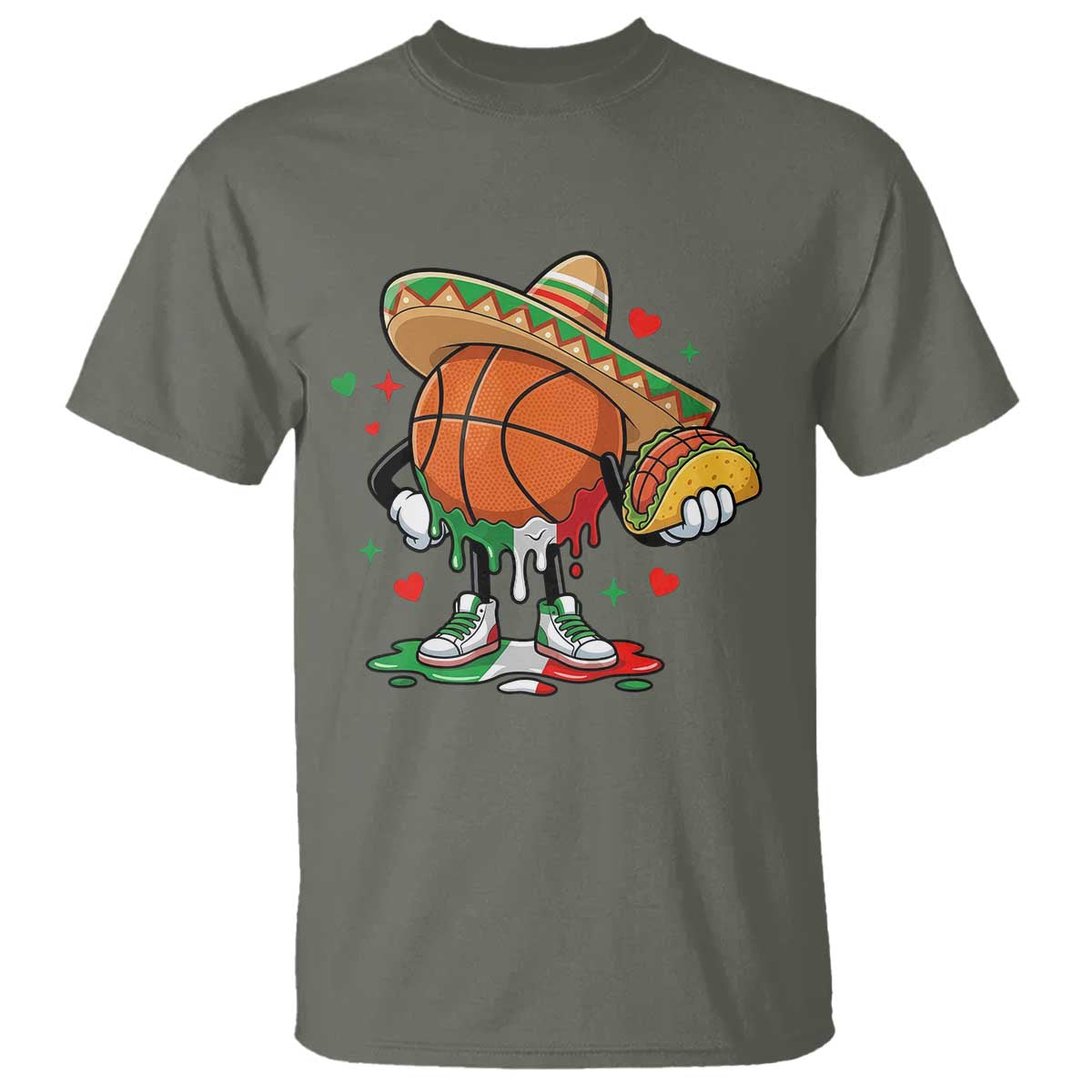 Funny Cinco De Mayo Basketball T Shirt Mexican Fiesta Party TS12 Military Green Print Your Wear