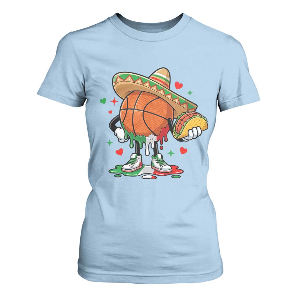 Funny Cinco De Mayo Basketball T Shirt For Women Mexican Fiesta Party TS12 Light Blue Print Your Wear