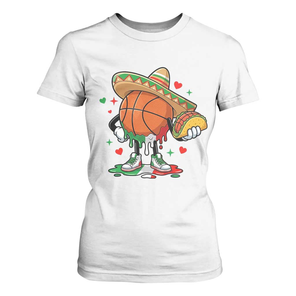 Funny Cinco De Mayo Basketball T Shirt For Women Mexican Fiesta Party TS12 White Print Your Wear
