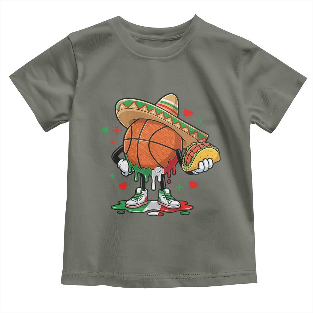 Funny Cinco De Mayo Basketball Toddler T Shirt Mexican Fiesta Party TS12 Military Green Print Your Wear
