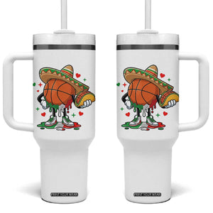 Funny Cinco De Mayo Basketball Tumbler With Handle Mexican Fiesta Party TS12 One Size: 40 oz White Print Your Wear