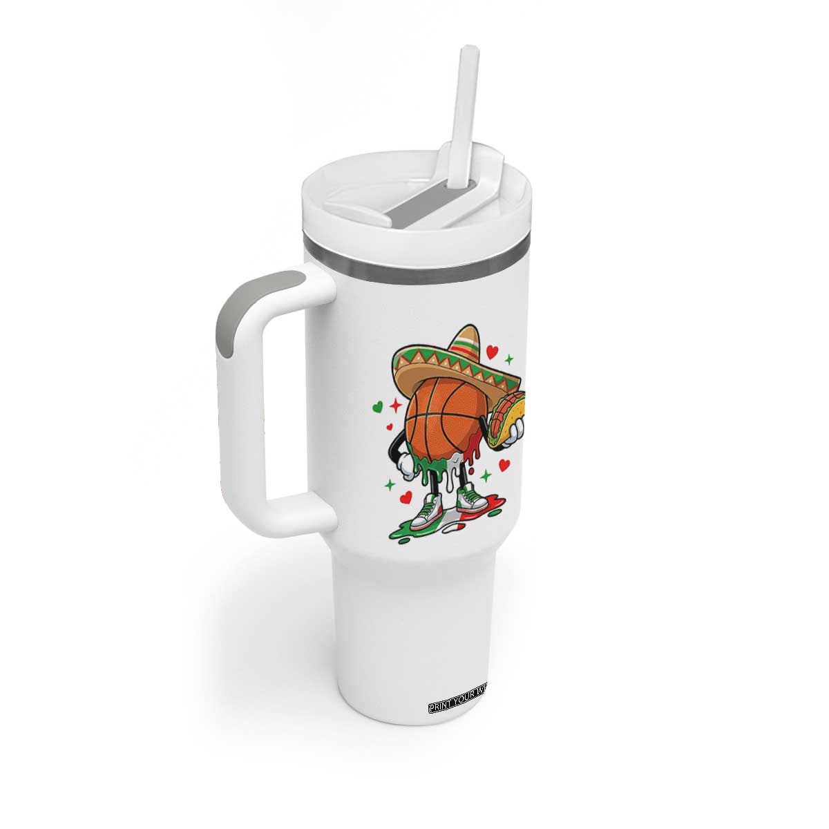 Funny Cinco De Mayo Basketball Tumbler With Handle Mexican Fiesta Party TS12 Print Your Wear