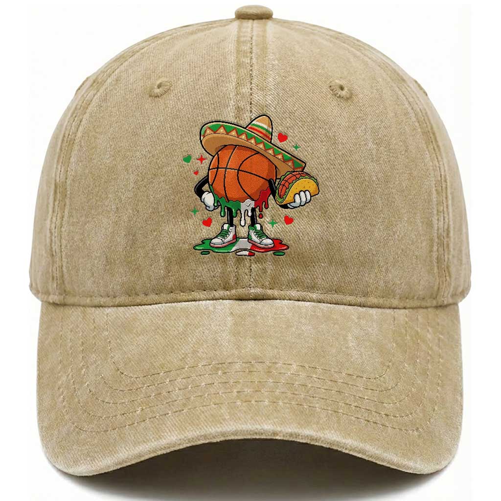 Funny Cinco De Mayo Basketball Washed Cotton Baseball Cap Mexican Fiesta Party TS12 Print Your Wear
