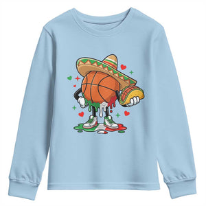 Funny Cinco De Mayo Basketball Youth Sweatshirt Mexican Fiesta Party TS12 Light Blue Print Your Wear