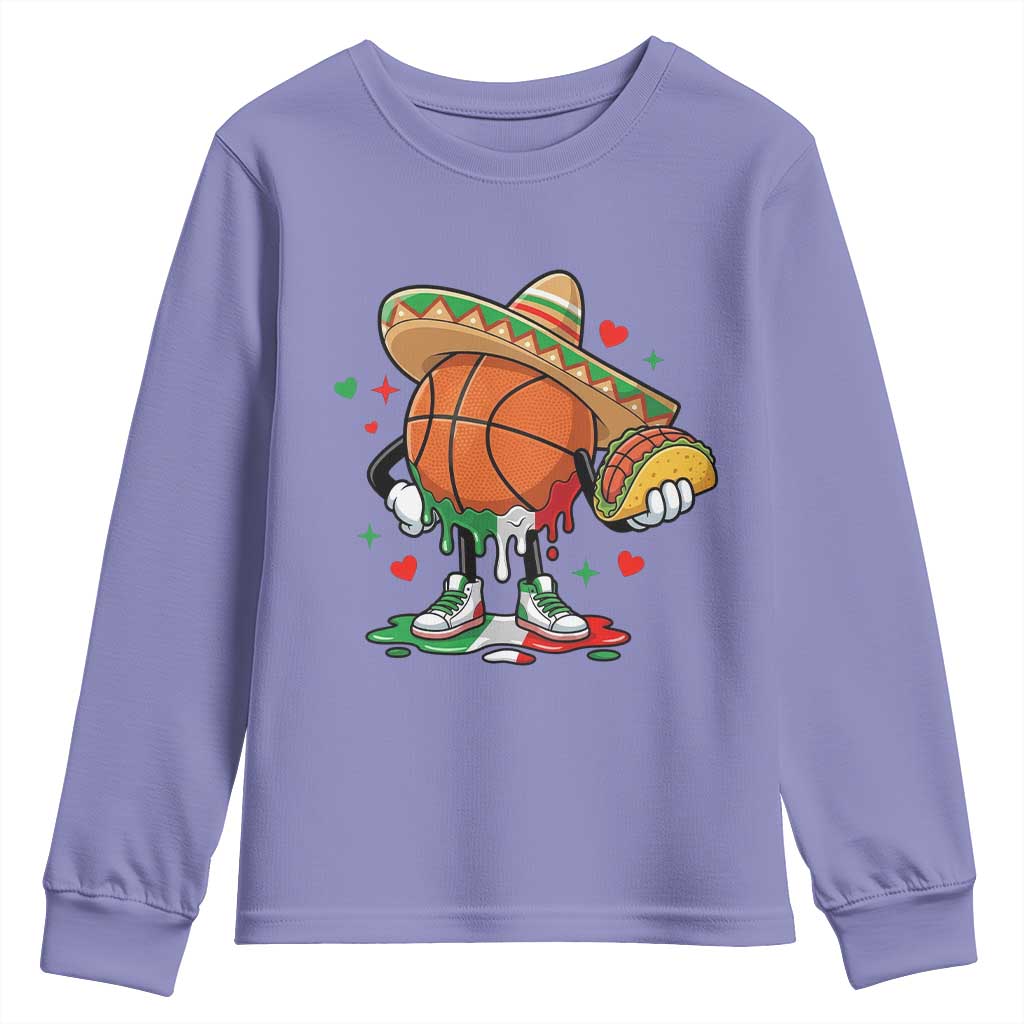 Funny Cinco De Mayo Basketball Youth Sweatshirt Mexican Fiesta Party TS12 Violet Print Your Wear