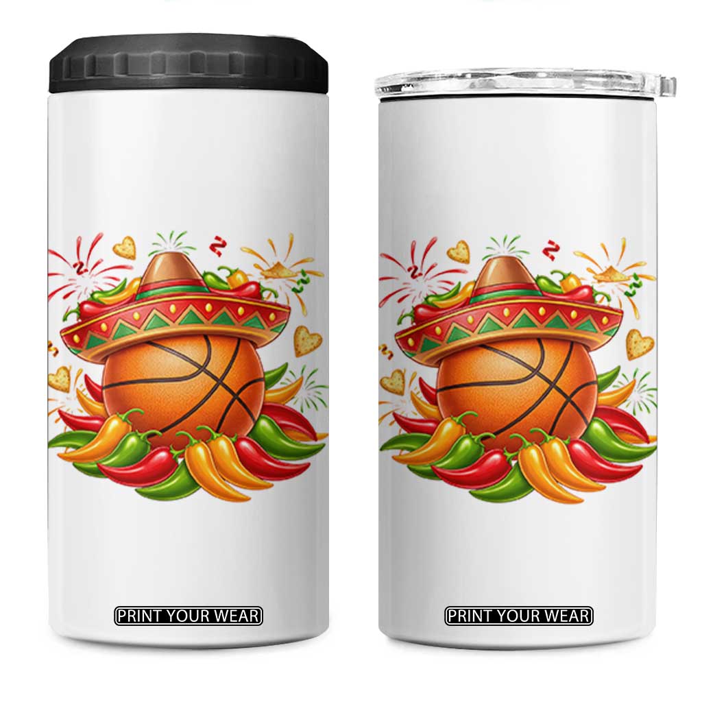 Funny Cinco De Mayo Basketball 4 in 1 Can Cooler Tumbler Mexican Fiesta Hoops Party TS12 One Size: 16 oz White Print Your Wear