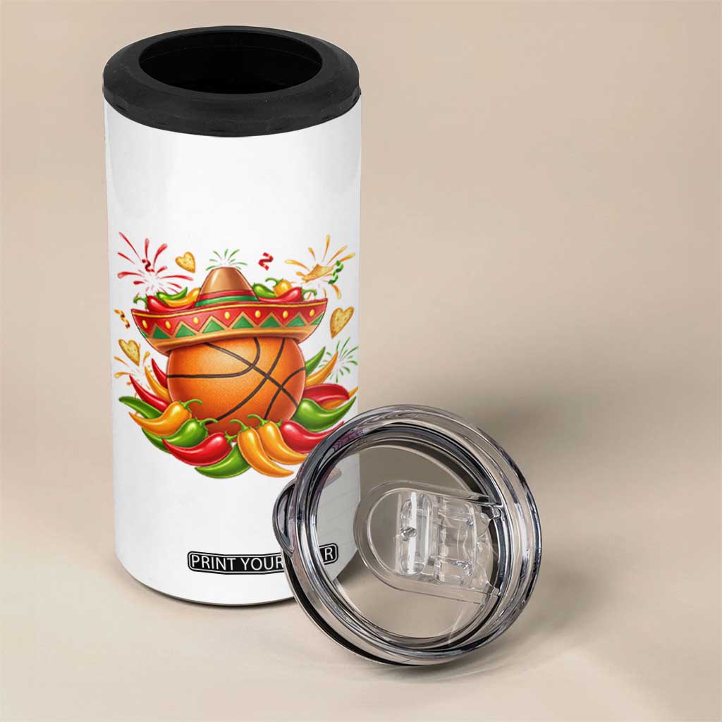 Funny Cinco De Mayo Basketball 4 in 1 Can Cooler Tumbler Mexican Fiesta Hoops Party TS12 Print Your Wear