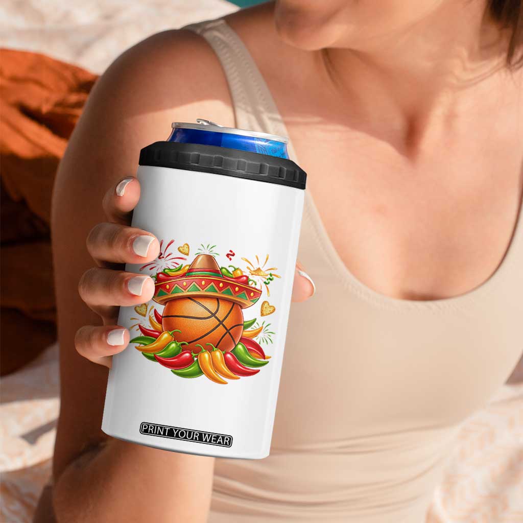 Funny Cinco De Mayo Basketball 4 in 1 Can Cooler Tumbler Mexican Fiesta Hoops Party TS12 Print Your Wear