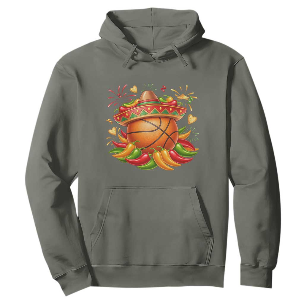 Funny Cinco De Mayo Basketball Hoodie Mexican Fiesta Hoops Party TS12 Military Green Print Your Wear