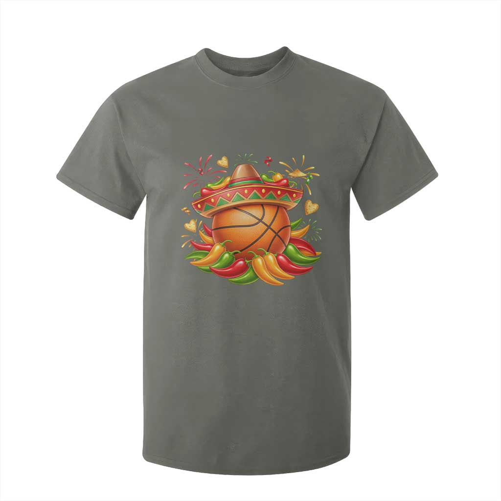 Funny Cinco De Mayo Basketball T Shirt For Kid Mexican Fiesta Hoops Party TS12 Military Green Print Your Wear