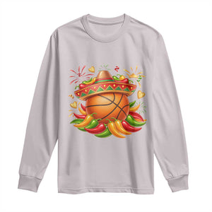 Funny Cinco De Mayo Basketball Long Sleeve Shirt Mexican Fiesta Hoops Party TS12 Ice Gray Print Your Wear