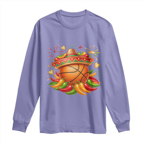 Funny Cinco De Mayo Basketball Long Sleeve Shirt Mexican Fiesta Hoops Party TS12 Violet Print Your Wear