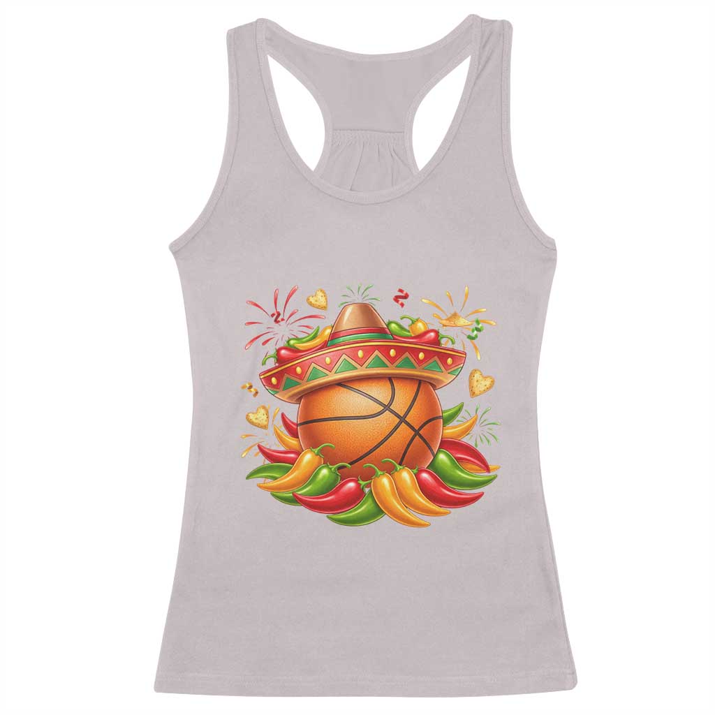 Funny Cinco De Mayo Basketball Racerback Tank Top Mexican Fiesta Hoops Party TS12 Ice Gray Print Your Wear