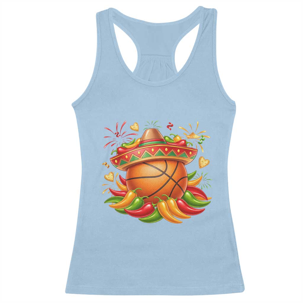 Funny Cinco De Mayo Basketball Racerback Tank Top Mexican Fiesta Hoops Party TS12 Light Blue Print Your Wear