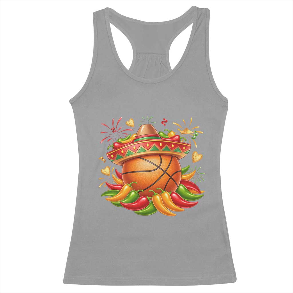 Funny Cinco De Mayo Basketball Racerback Tank Top Mexican Fiesta Hoops Party TS12 Sport Gray Print Your Wear