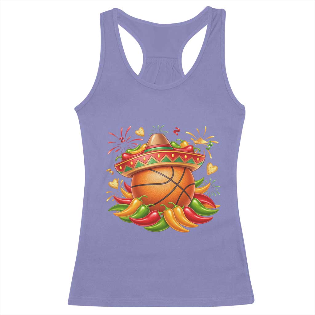 Funny Cinco De Mayo Basketball Racerback Tank Top Mexican Fiesta Hoops Party TS12 Violet Print Your Wear