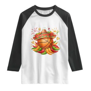 Funny Cinco De Mayo Basketball Raglan Shirt Mexican Fiesta Hoops Party TS12 White Black Print Your Wear