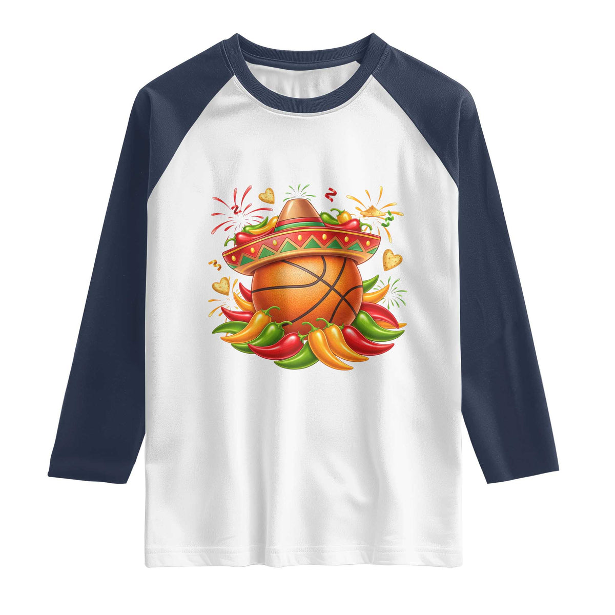 Funny Cinco De Mayo Basketball Raglan Shirt Mexican Fiesta Hoops Party TS12 White Navy Print Your Wear