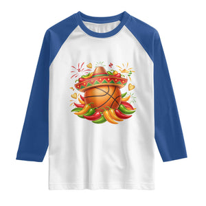 Funny Cinco De Mayo Basketball Raglan Shirt Mexican Fiesta Hoops Party TS12 White Royal Print Your Wear