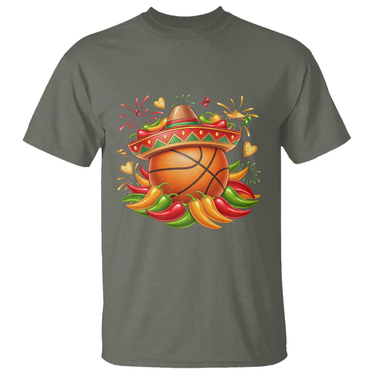Funny Cinco De Mayo Basketball T Shirt Mexican Fiesta Hoops Party TS12 Military Green Print Your Wear