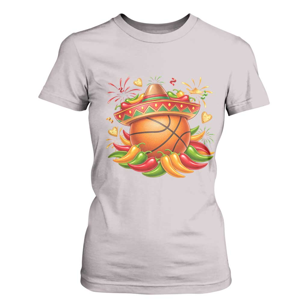 Funny Cinco De Mayo Basketball T Shirt For Women Mexican Fiesta Hoops Party TS12 Ice Gray Print Your Wear