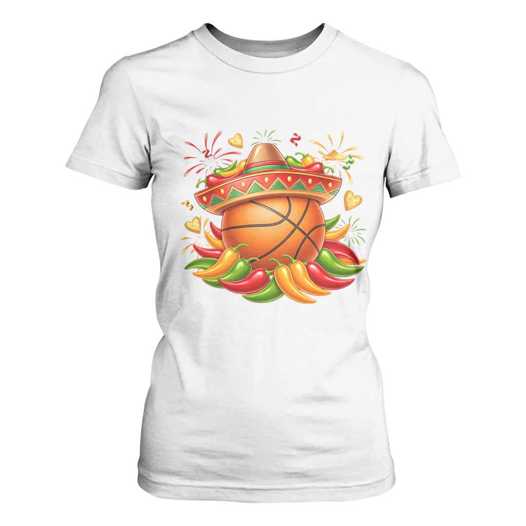 Funny Cinco De Mayo Basketball T Shirt For Women Mexican Fiesta Hoops Party TS12 White Print Your Wear
