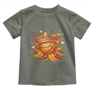 Funny Cinco De Mayo Basketball Toddler T Shirt Mexican Fiesta Hoops Party TS12 Military Green Print Your Wear