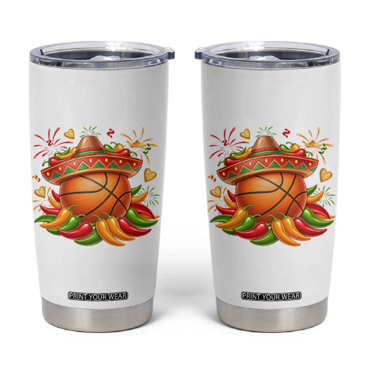 Funny Cinco De Mayo Basketball Tumbler Cup Mexican Fiesta Hoops Party TS12 White Print Your Wear