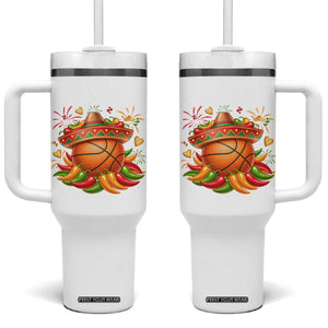 Funny Cinco De Mayo Basketball Tumbler With Handle Mexican Fiesta Hoops Party TS12 One Size: 40 oz White Print Your Wear