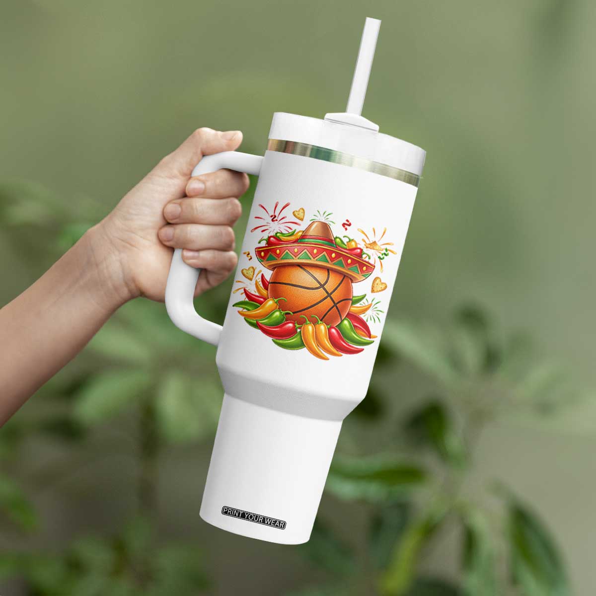 Funny Cinco De Mayo Basketball Tumbler With Handle Mexican Fiesta Hoops Party TS12 Print Your Wear