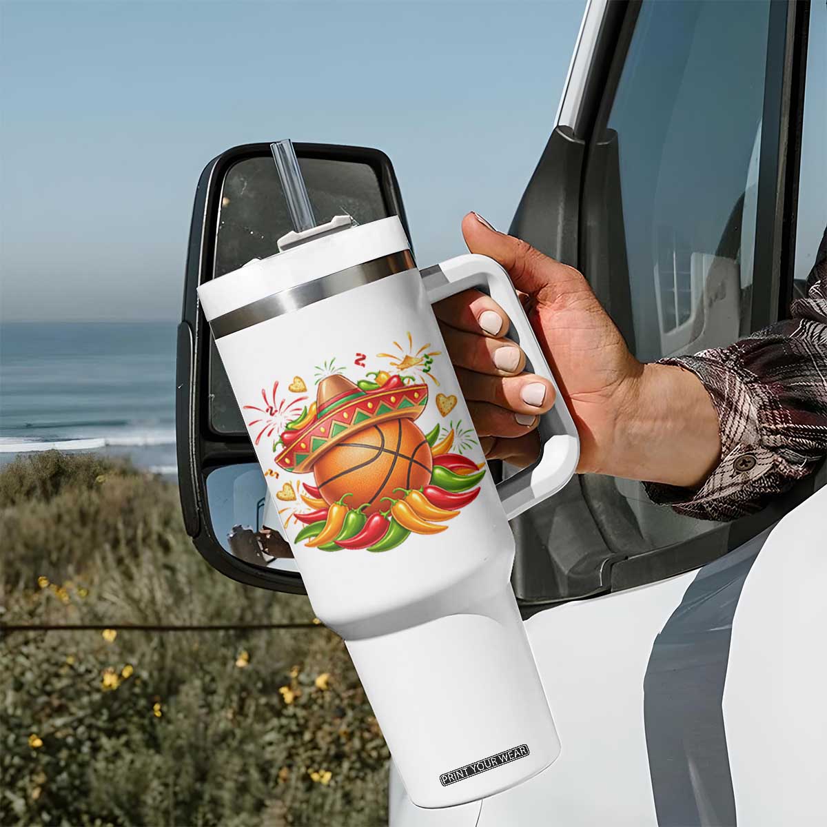 Funny Cinco De Mayo Basketball Tumbler With Handle Mexican Fiesta Hoops Party TS12 Print Your Wear