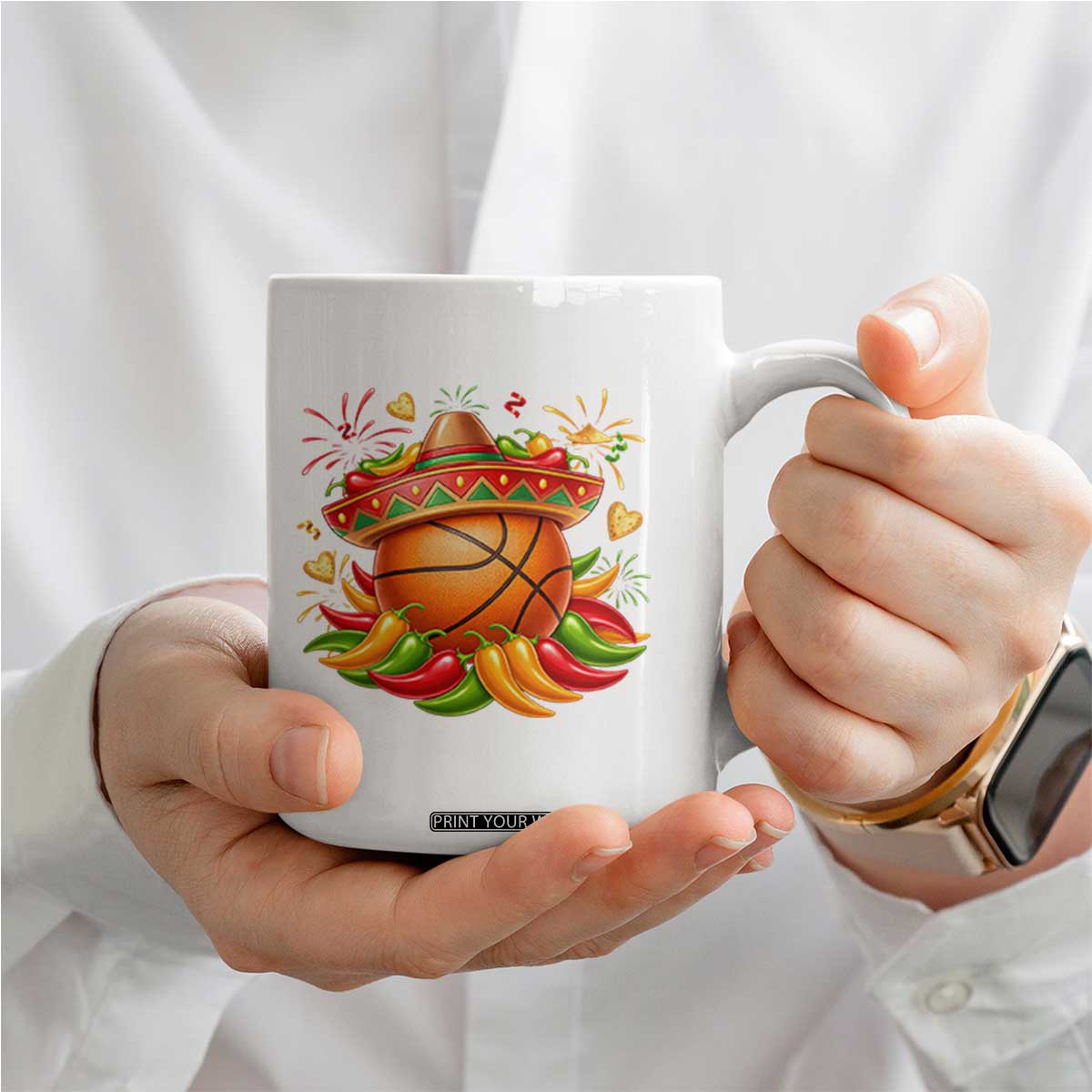 Funny Cinco De Mayo Basketball Coffee Mug Mexican Fiesta Hoops Party TS12 Print Your Wear