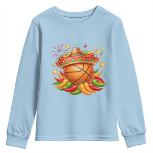 Funny Cinco De Mayo Basketball Youth Sweatshirt Mexican Fiesta Hoops Party TS12 Light Blue Print Your Wear