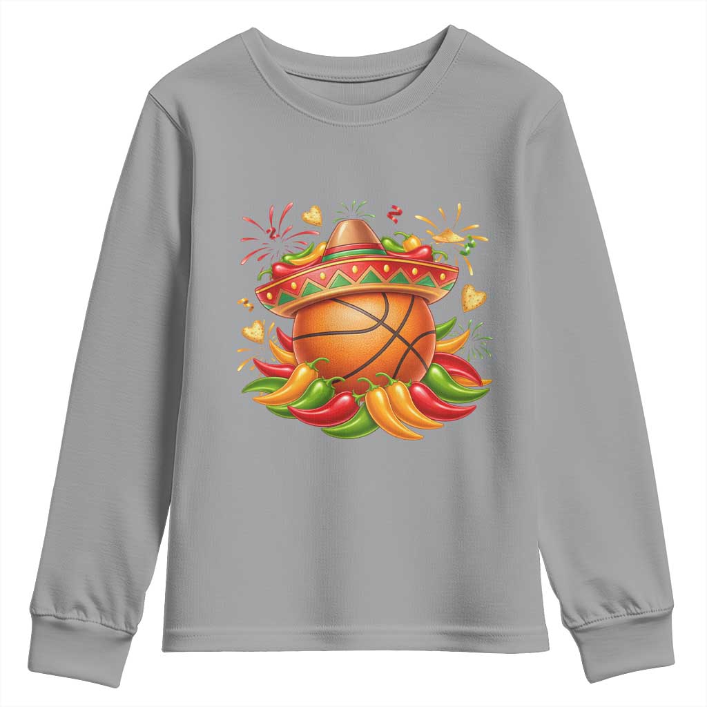 Funny Cinco De Mayo Basketball Youth Sweatshirt Mexican Fiesta Hoops Party TS12 Sport Gray Print Your Wear