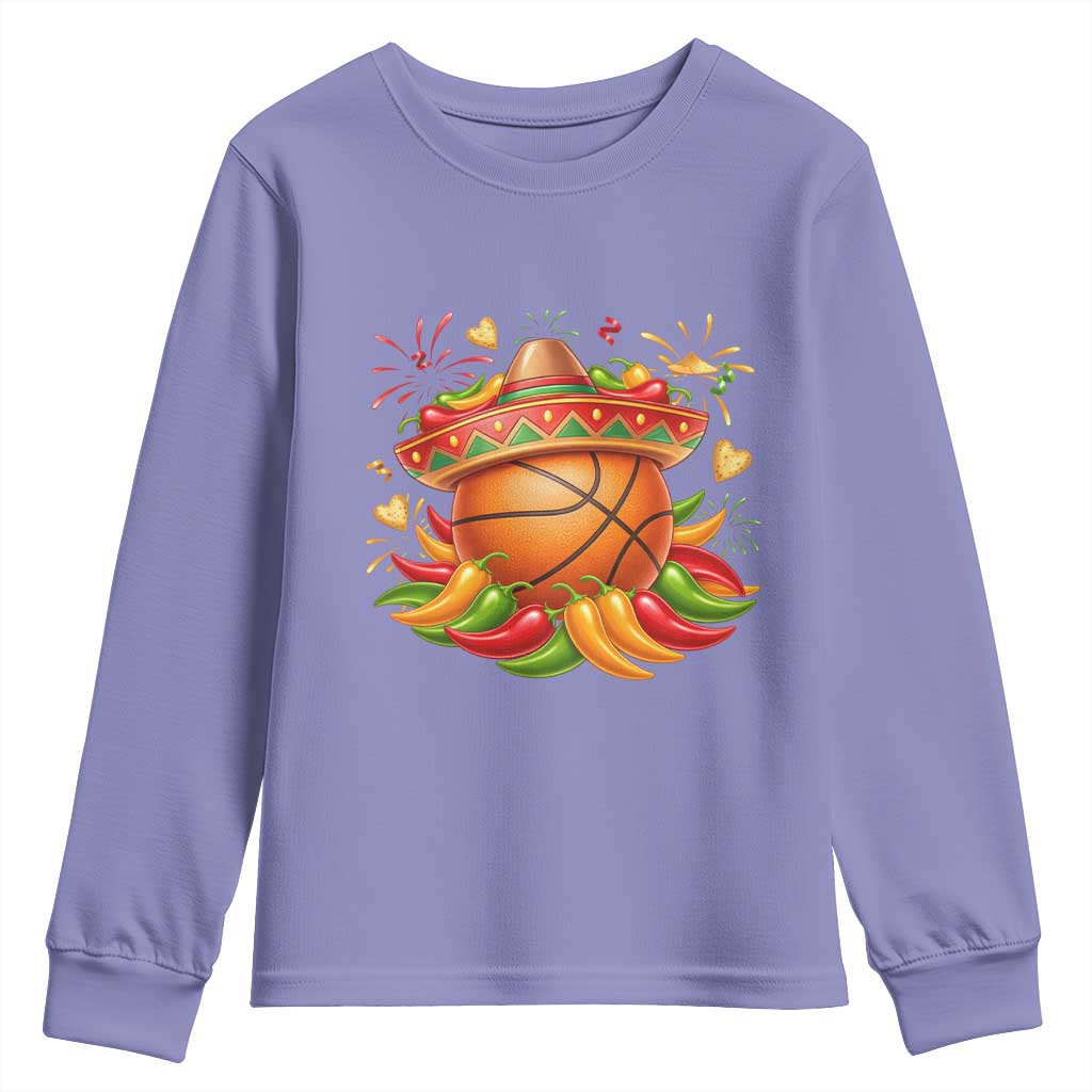 Funny Cinco De Mayo Basketball Youth Sweatshirt Mexican Fiesta Hoops Party TS12 Violet Print Your Wear