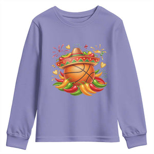 Funny Cinco De Mayo Basketball Youth Sweatshirt Mexican Fiesta Hoops Party TS12 Violet Print Your Wear