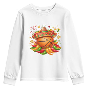 Funny Cinco De Mayo Basketball Youth Sweatshirt Mexican Fiesta Hoops Party TS12 White Print Your Wear