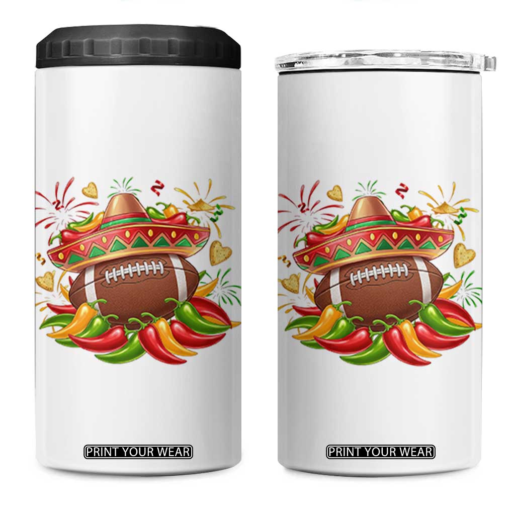 Funny Cinco De Mayo Football 4 in 1 Can Cooler Tumbler Mexican Fiesta Party TS12 One Size: 16 oz White Print Your Wear