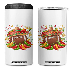 Funny Cinco De Mayo Football 4 in 1 Can Cooler Tumbler Mexican Fiesta Party TS12 One Size: 16 oz White Print Your Wear