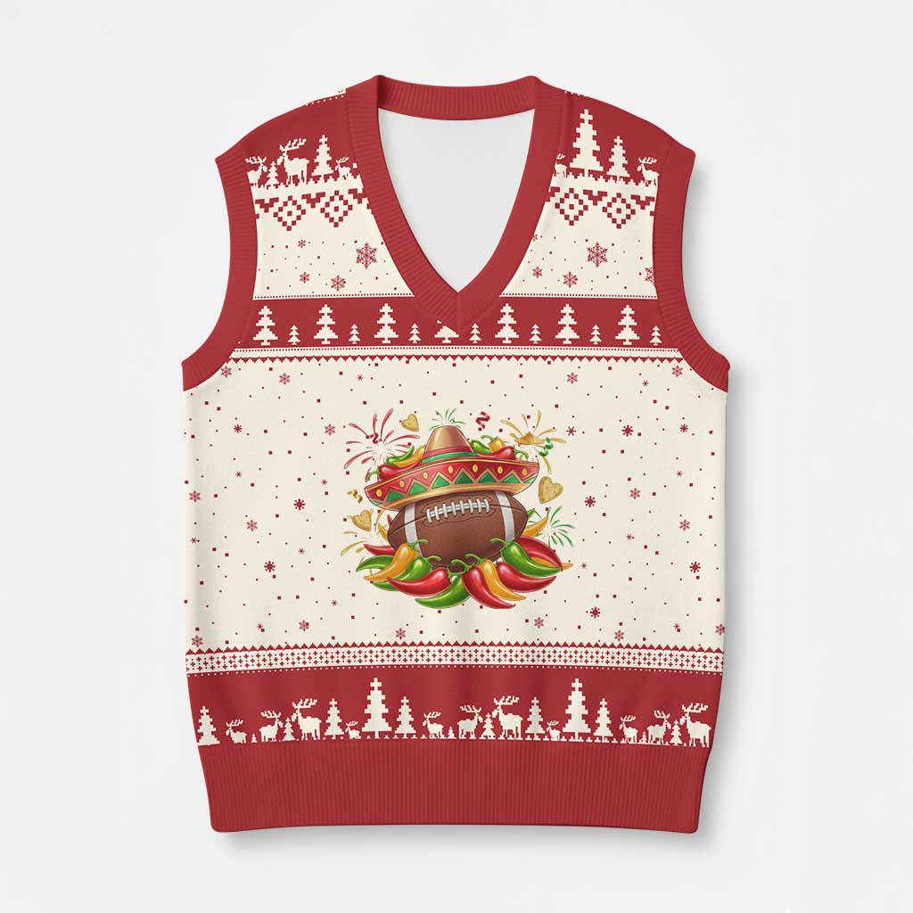 Funny Cinco De Mayo Football V-Neck Knit Sweater Vest Mexican Fiesta Party TS12 Beige Red Print Your Wear